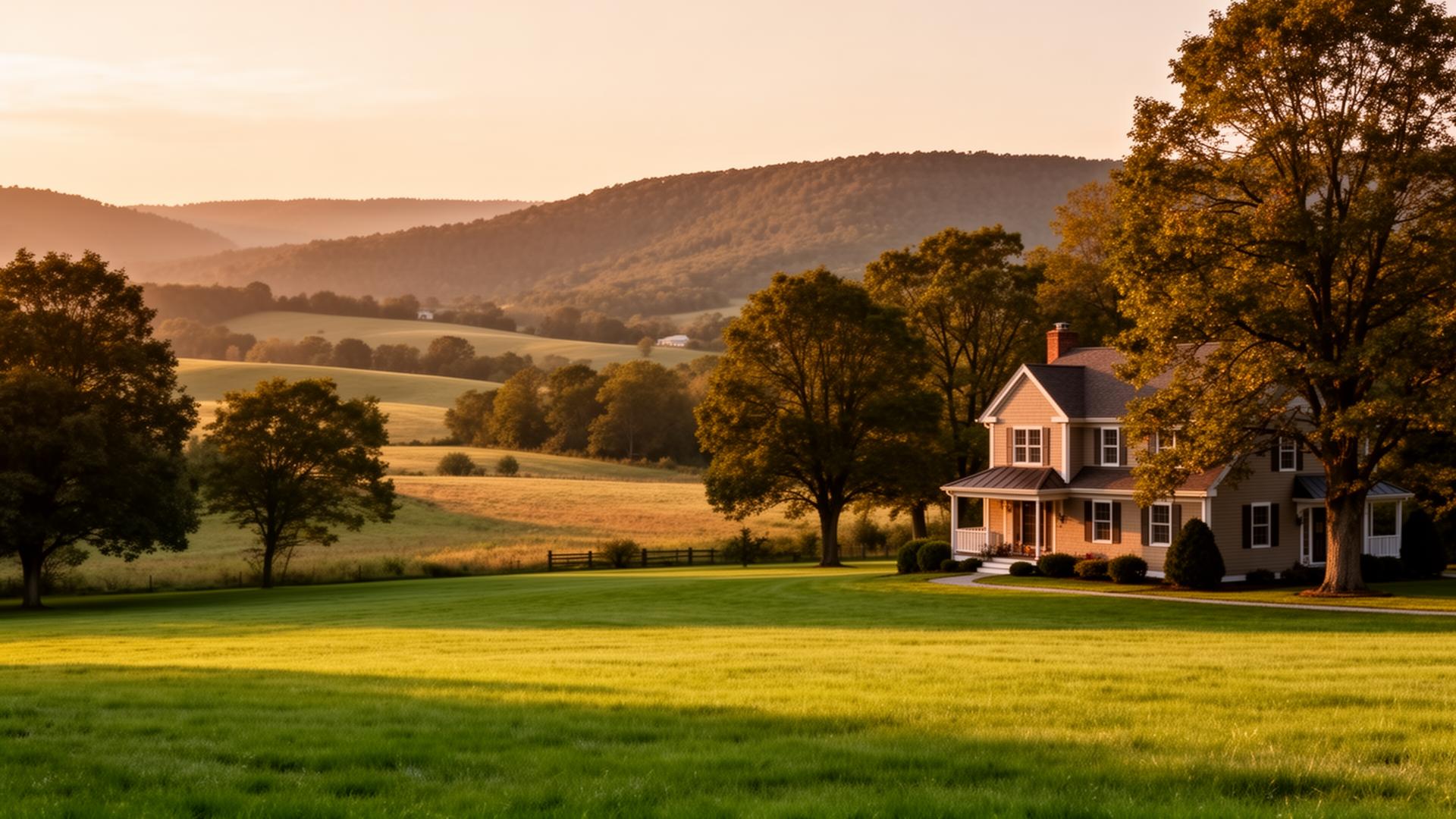 Beautiful Dutchess County, NY countryside property with lush green lawn and rolling hills